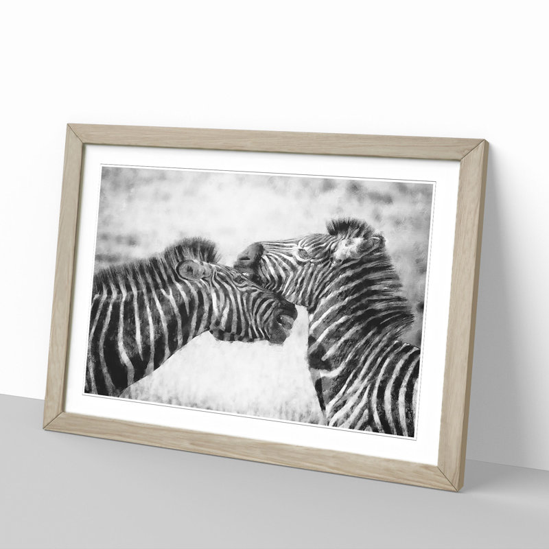 Zebras Vol.1 - Picture Frame Painting, 36cm H x 48cm W x 2cm D, Oak