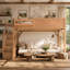 Queen Size Loft Bed with Built-in Wardrobe and Storage Space-1804417831