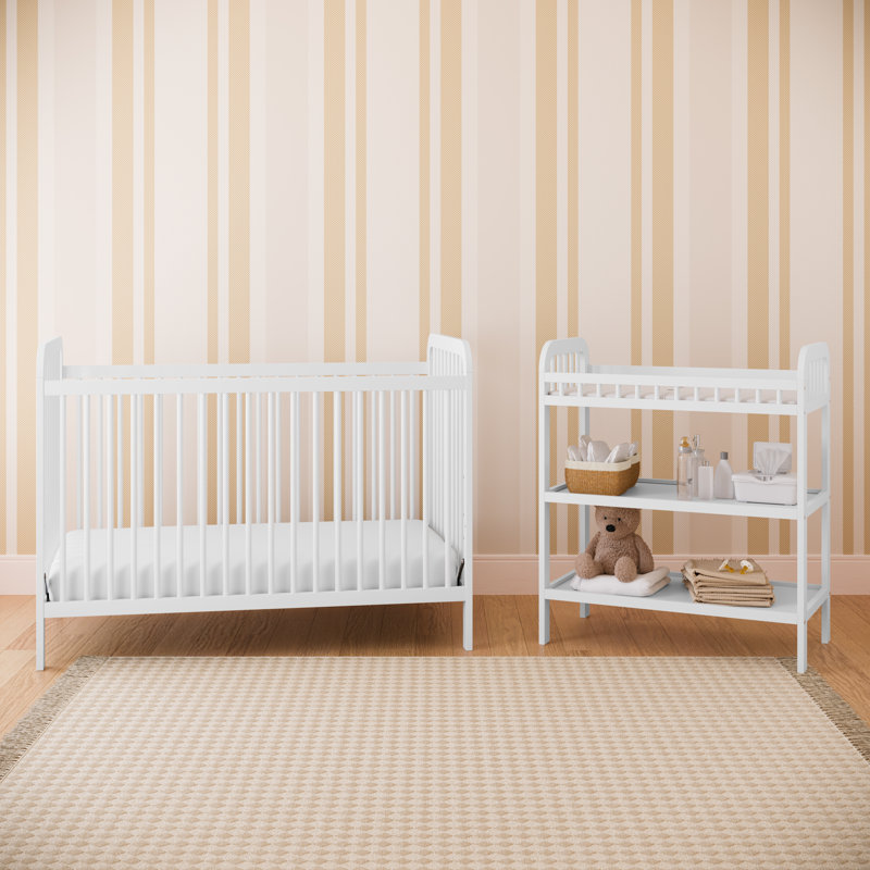 Ensemble de lit de bébé et table à langer convertible 2 pièces Pasadena, Blanc
