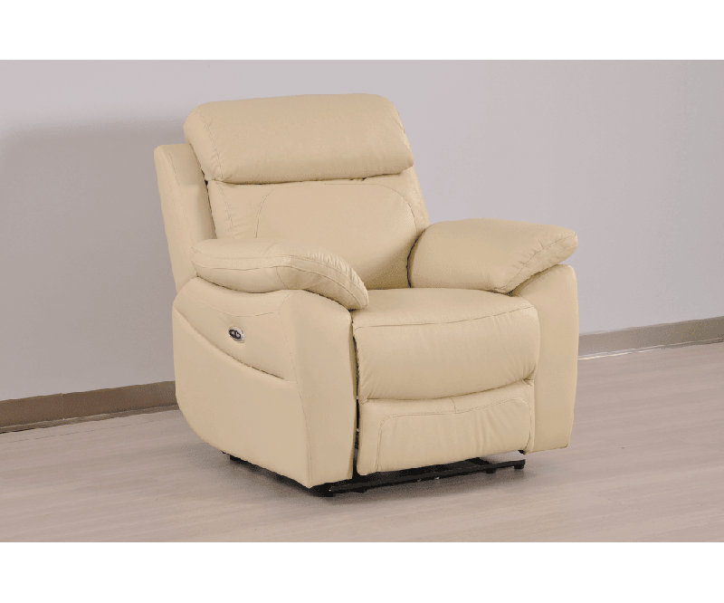 Cesiro Genuine Leather Electric Power Recliner Armchair, Cream