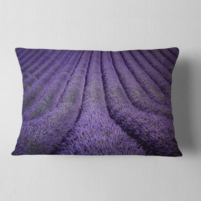 Landscape Blooming Lavender Flower Texture Pillow, Rectangle, 12" x 20"
