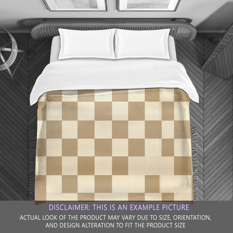 Machine Printed Comforter, Queen Comforter, White/Beige Checkered