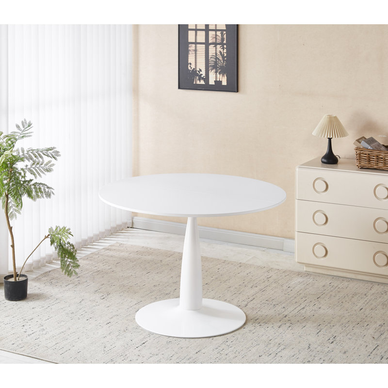 Table de salle à manger ronde tulipe pour 2 à 4 personnes, table de cuisine de 42 pouces avec base en métal robuste, table bistro moderne pour l'espace, appartement, café, bureau, salon