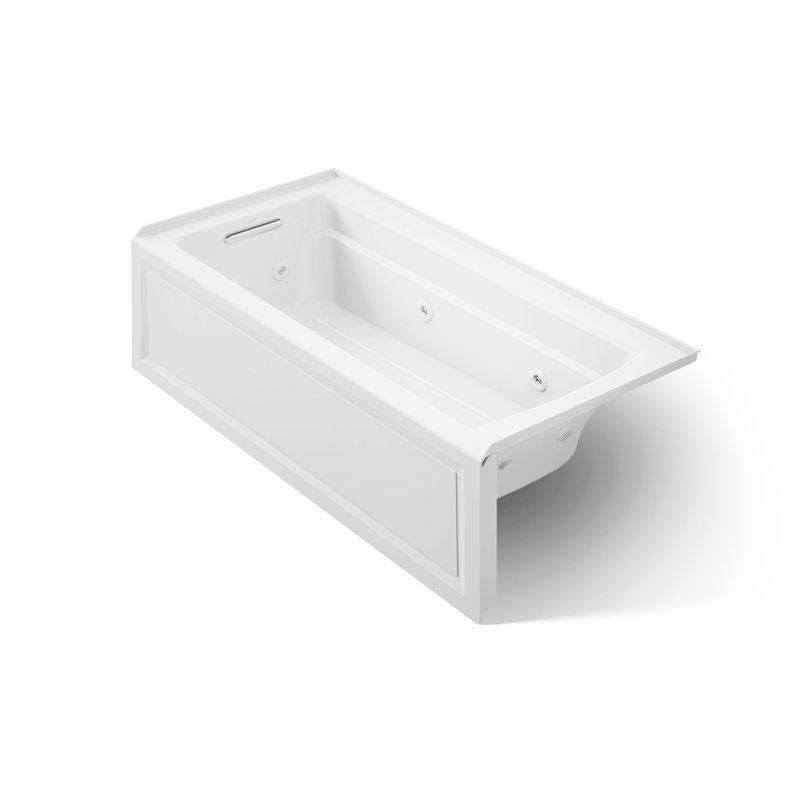 Bain tourbillon intégré Archer® 66 "X 32" avec bride intégrée et drain à gauche, Blanc, Gauche