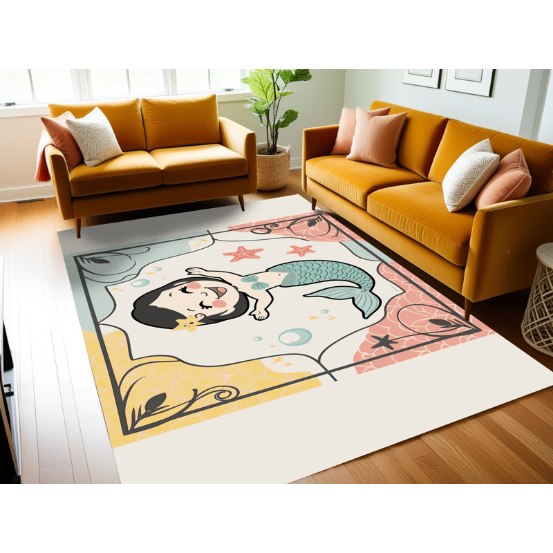 Tapis pour enfant East Urban Home Mermaids, Rectangulaire 3 pi x 5 pi