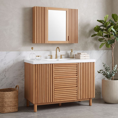 Meuble-lavabo autoportant avec lavabo en résine SMC, 2 tiroirs, 2 portes et tablettes réglables