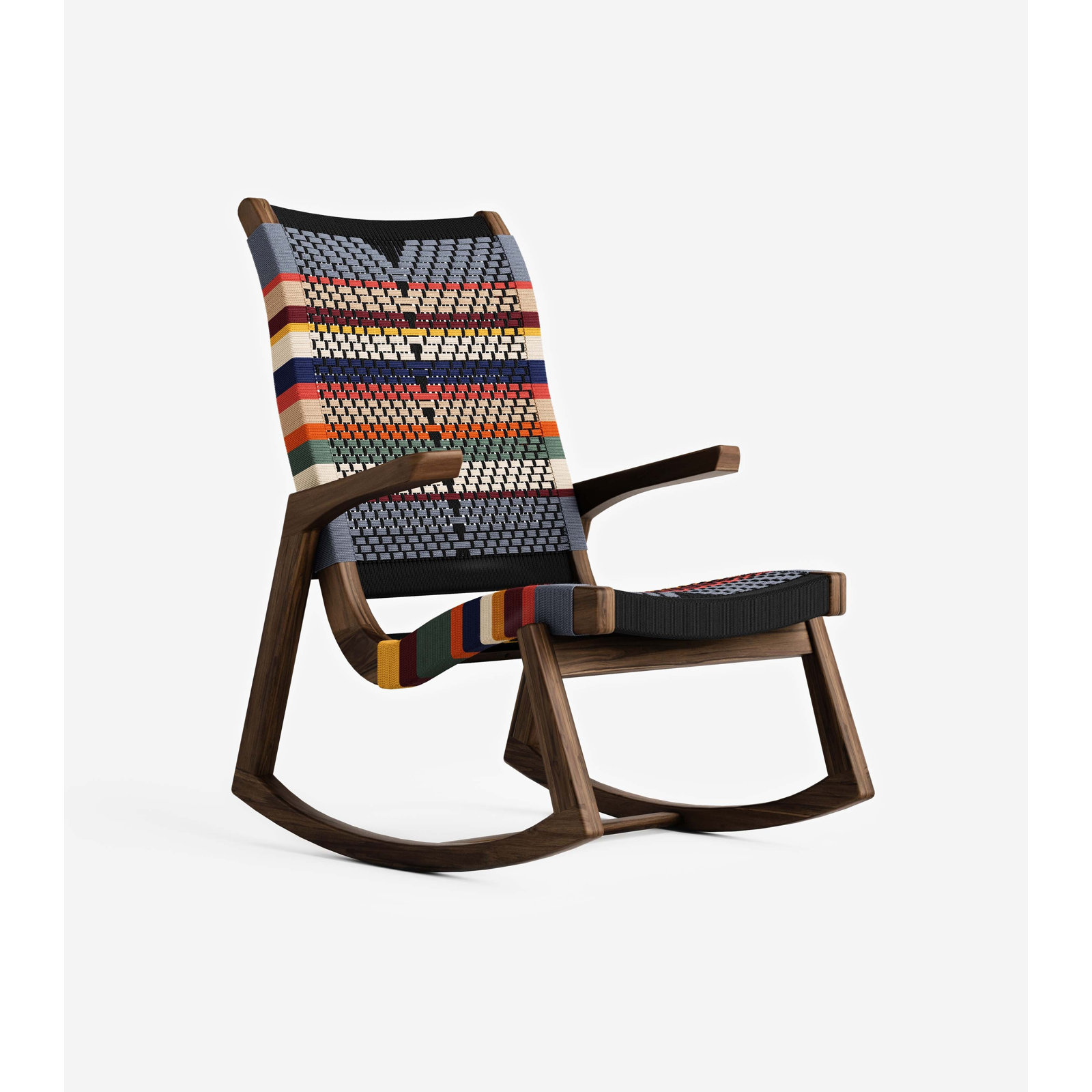 Amador Rocking Chair, San Geronimo Pattern, Black