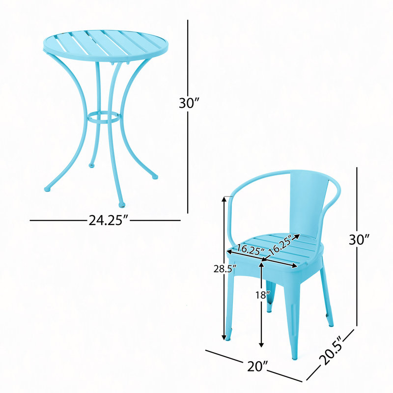 3 Pc Kd Metal Set, Light Blue