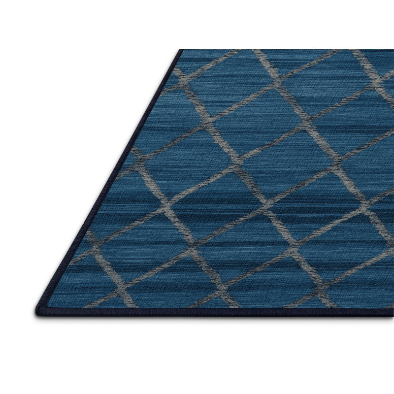 Machine Washable Trellis Grey Area Rug, Round 7'