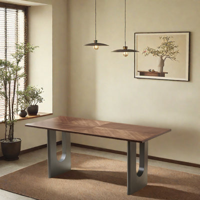 Mid-Century Modern Walnut Dining Table Set