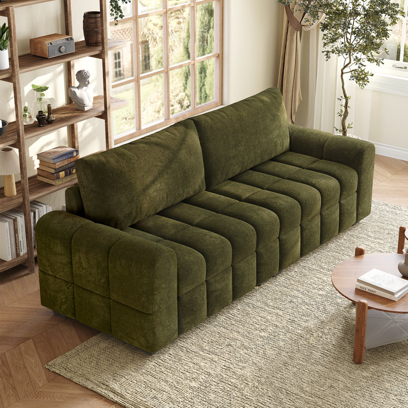 Canapé 82 po moderne en chenille avec coussins capitonnés, facile à assembler et confortable pour le salon, la chambre à coucher ou un appartement