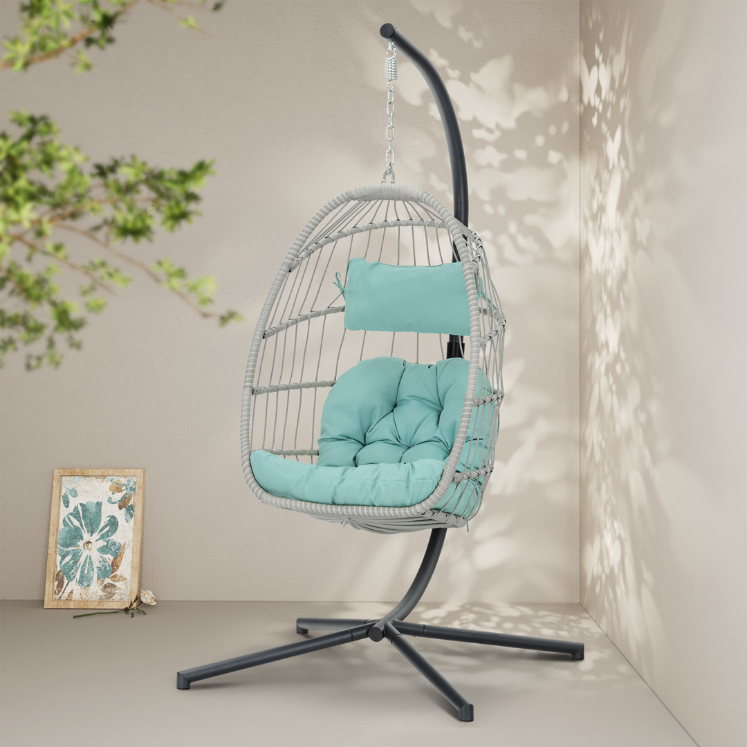 Iyanna Porch Swing with Stand Arlmont & Co. Cushion Color: Light Blue