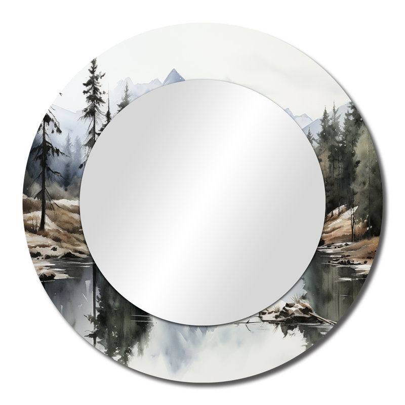 Miroir mural rond vert, vert et bleu, 23" x 23"