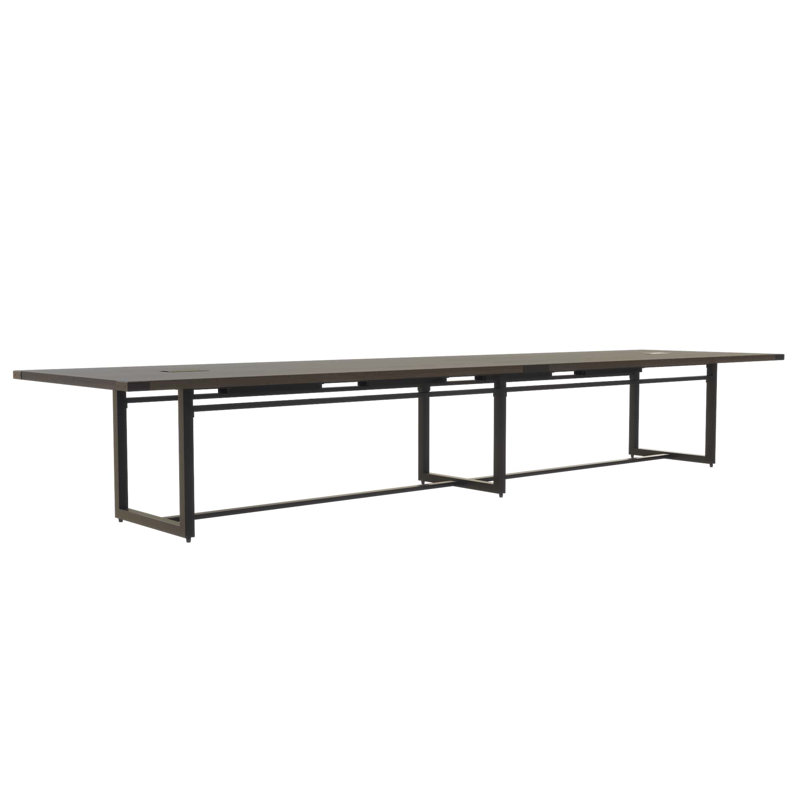 Table de conférence rectangulaire Mirella, H 29,5 po x L 192 po x P 47,25 po, Tabac du Sud, Noir