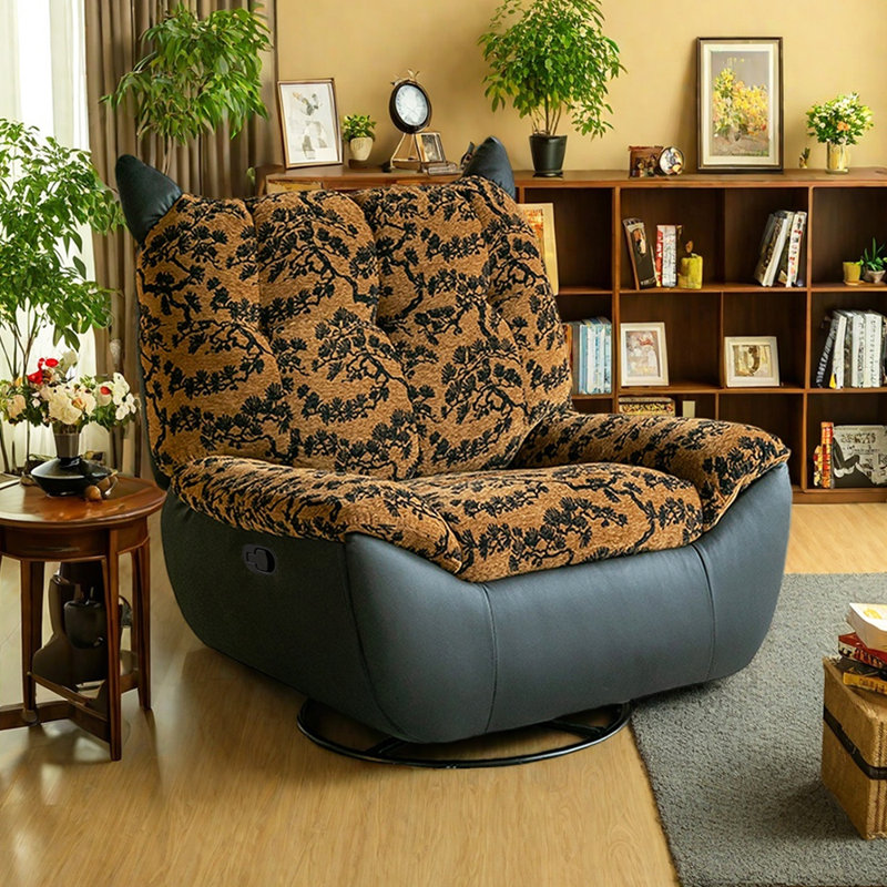 Manual Ergonomic 360° Rotating Chenille Recliner