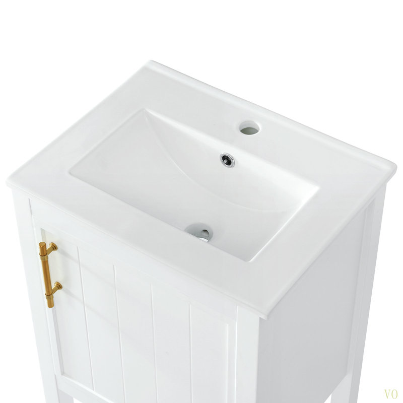 Meuble-lavabo de 20 po avec lavabo, armoire de salle de bain avec porte à fermeture douce, support de rangement et tablette ouverte