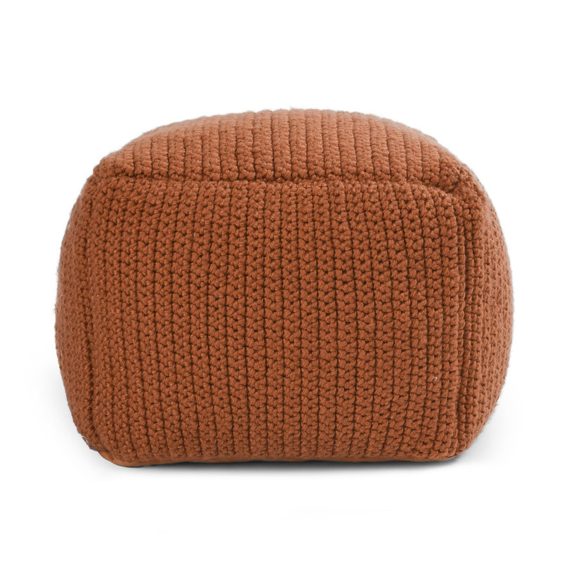 Prism 18" Wide Handwoven Square Pouf, Terra Cotta