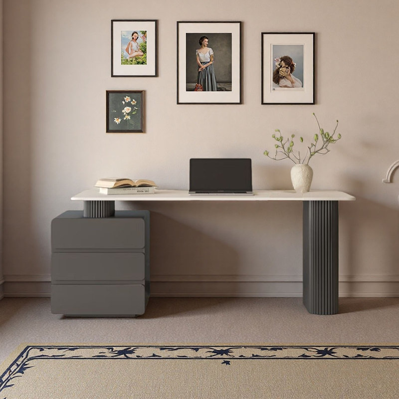 Bureau italien minimaliste en pierre, H 29,5 po x l 51,2 po x P 27,6 po