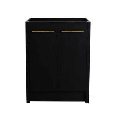 Stylish 24 Inch Freestanding Bathroom Vanity - Black Chestnut Furniture With Practical Storage