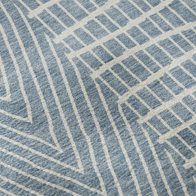 Tapis géométrique de qualité supérieure lavable à la machine Lyndhurst AMF990, Rectangle 10 pi x 14 pi