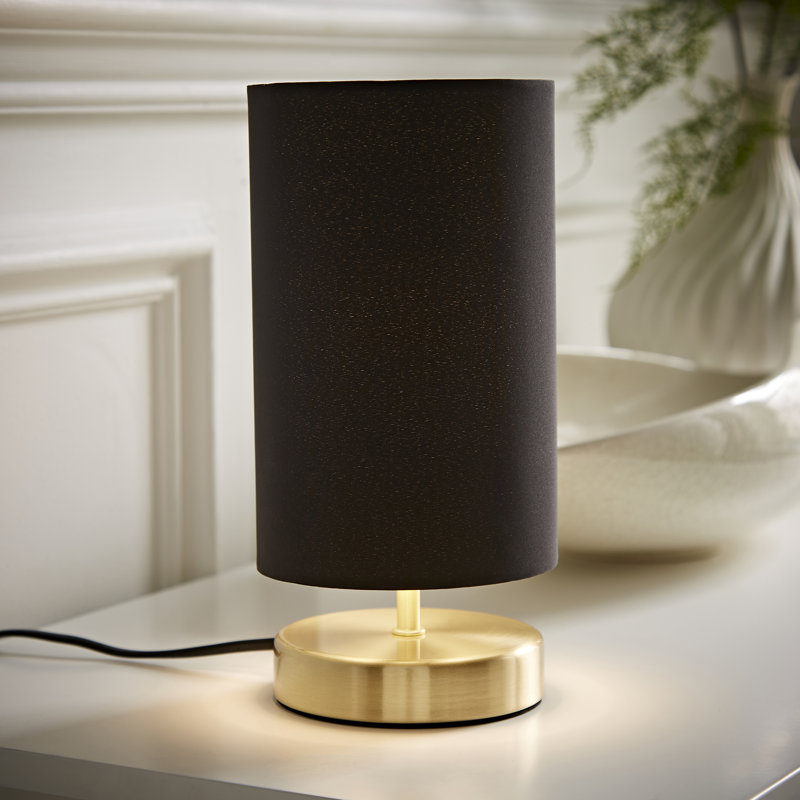 Romica Metal Table Lamp, Brushed Gold, Yes, Black