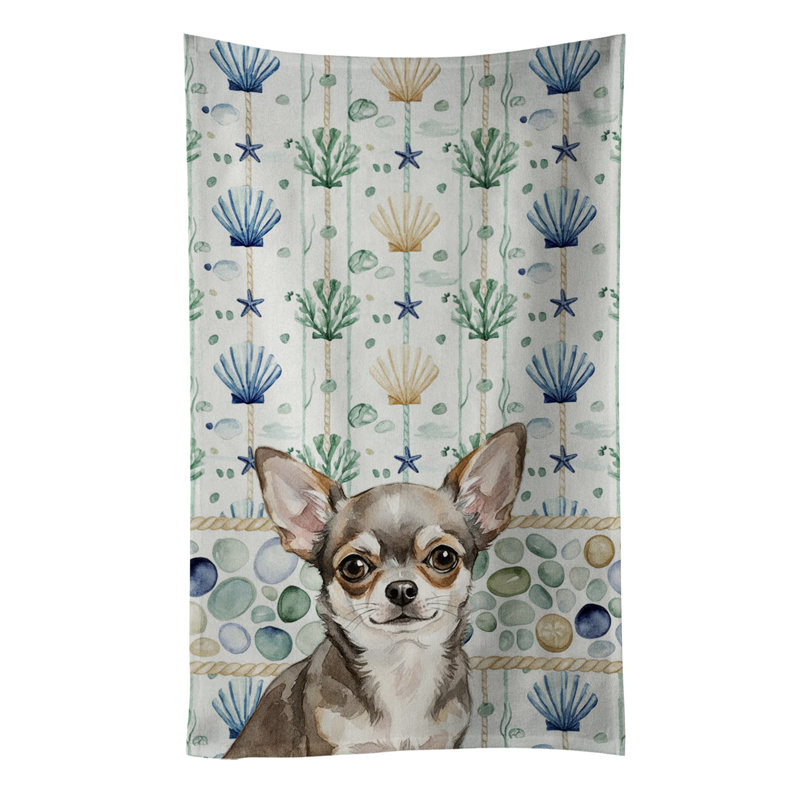 Chihuahua Coastal Sea Glass Kitchen Towel, Chihuahua