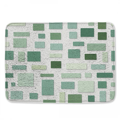 Green Rectangular Shapes Bath Mat