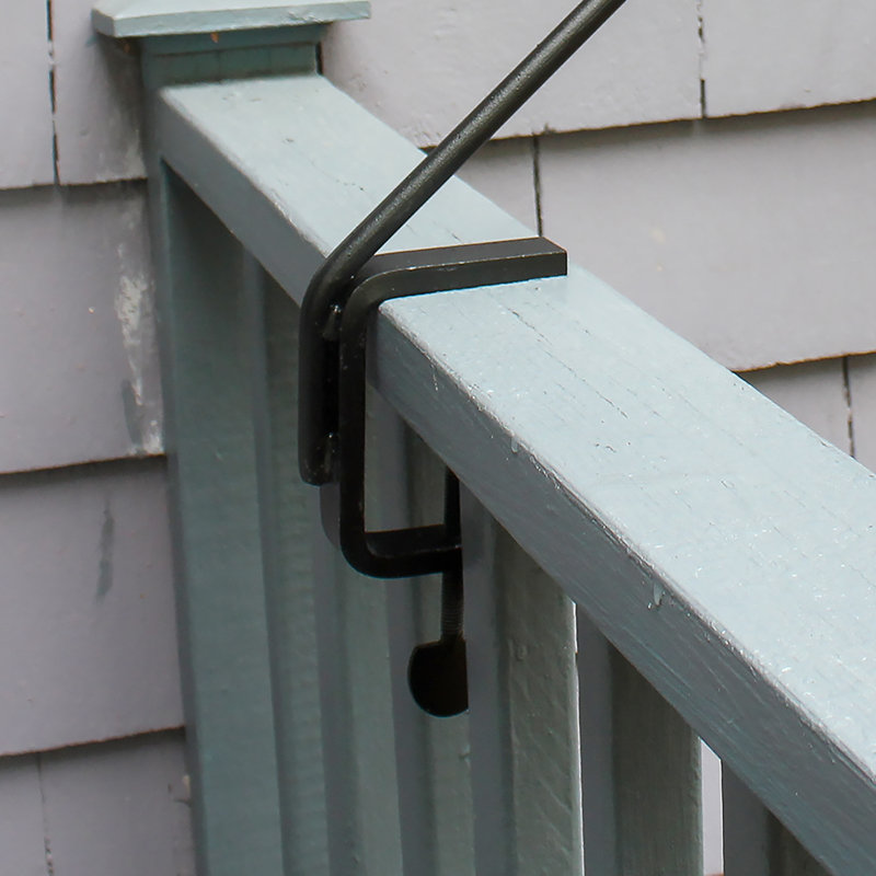Black Wrought Iron 45 Degree Rail Mount Shepherd Hook