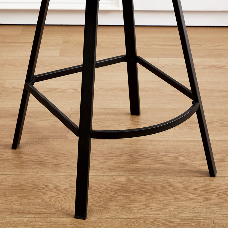 Absalom Swivel Upholstered 26.4" Sherpa Counter Stool with Metal Frame, Sherpa Black, 2