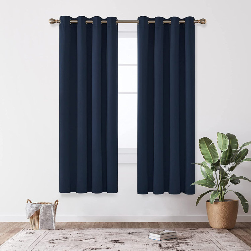 Makua Room Darkening Curtain Pair, 52" W x 72" L, Navy Blue