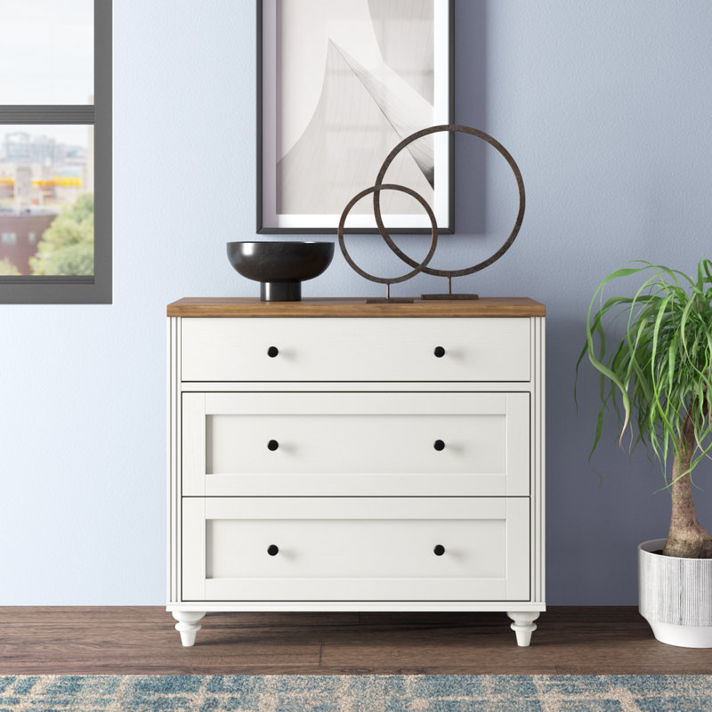 Scarlett 33.9'' W 3 - Drawer Dresser, White/Brown