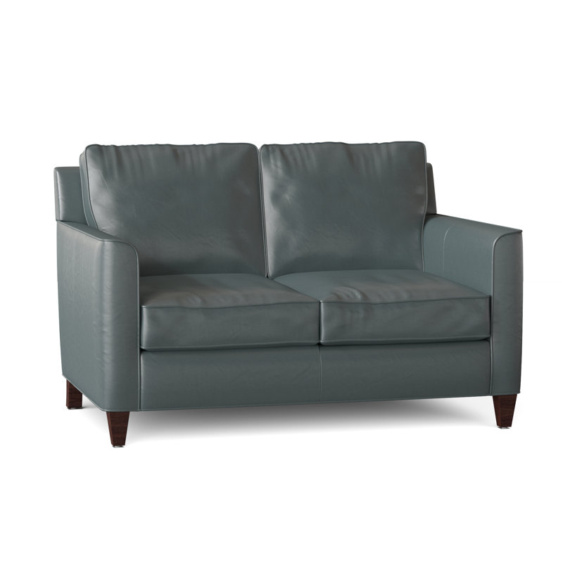 Yorba Leather Loveseat, Mahogany, Aline Fumo Genuine Leather