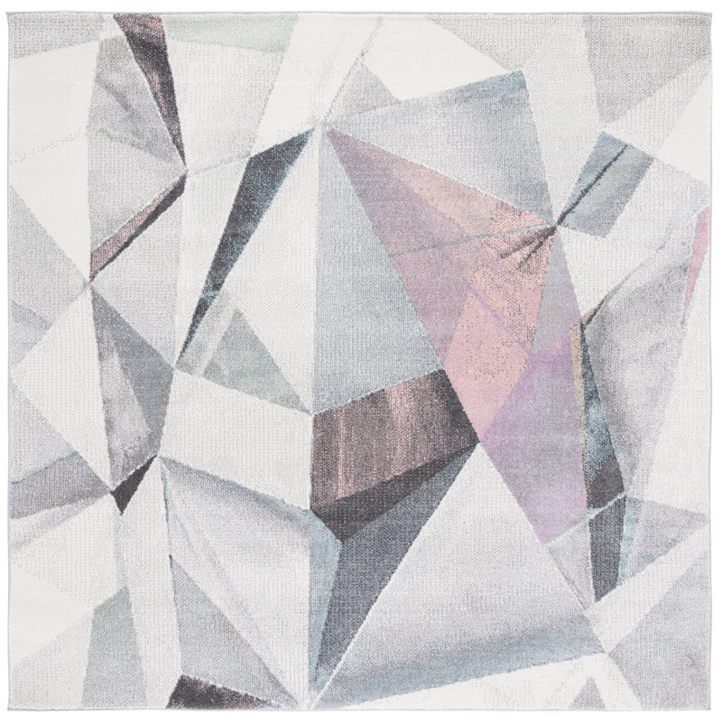 Kathey Performance Abstract Rug, Square 6'7"