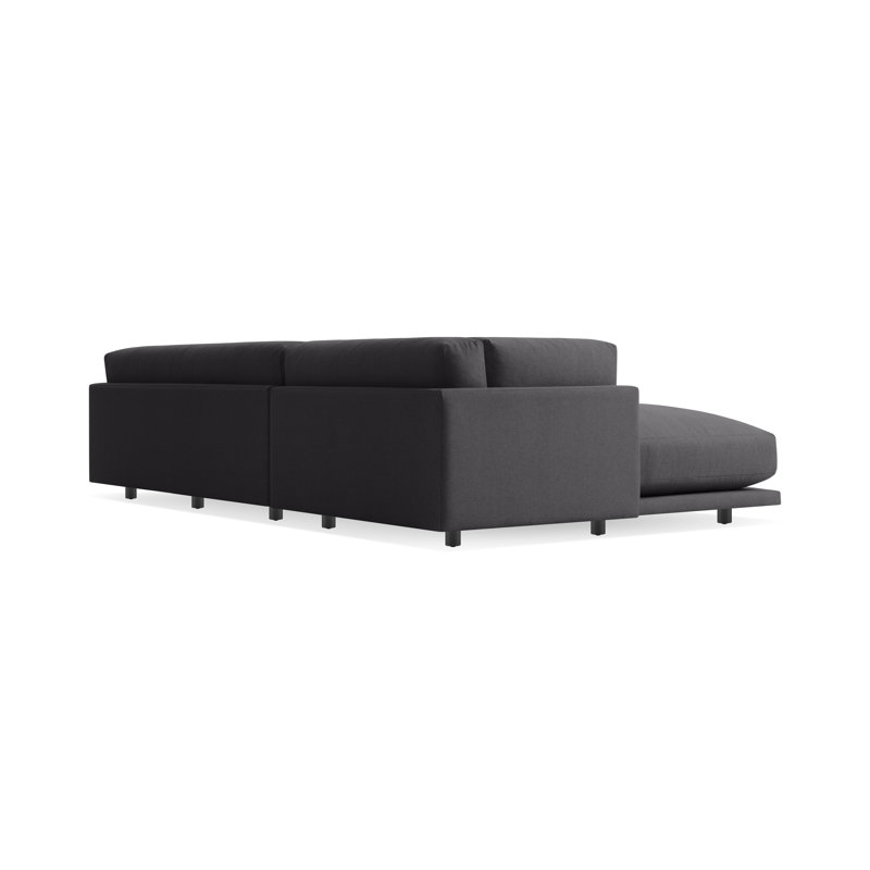 Sunday Chaise Sectional, Sanford Black Crossweave, Left Hand Facing