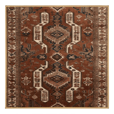 Machine Washable Persian Brown Area Rug