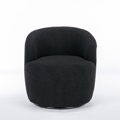 Fabric Swivel Accent Armchair Barrel Chair With Powder Coating Metal Ring