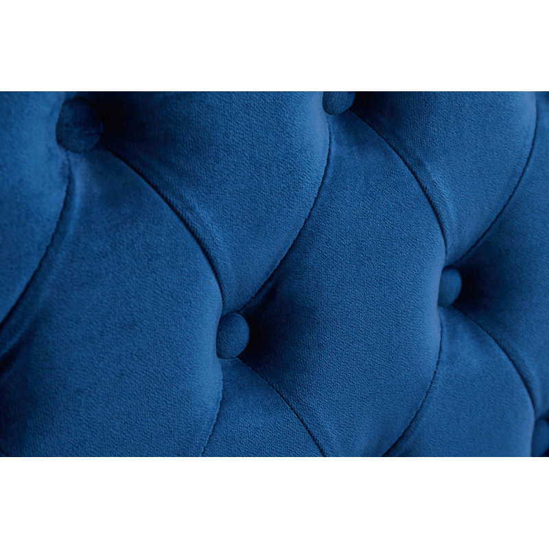 Vanida Charterhouse 86.4" Velvet Tuxedo Arm Sofa, Blue Velvet