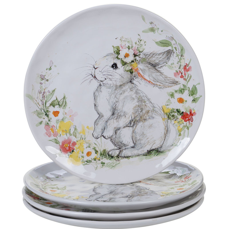 Ensemble de 4 assiettes à lapin certifié International Sweet Bunny