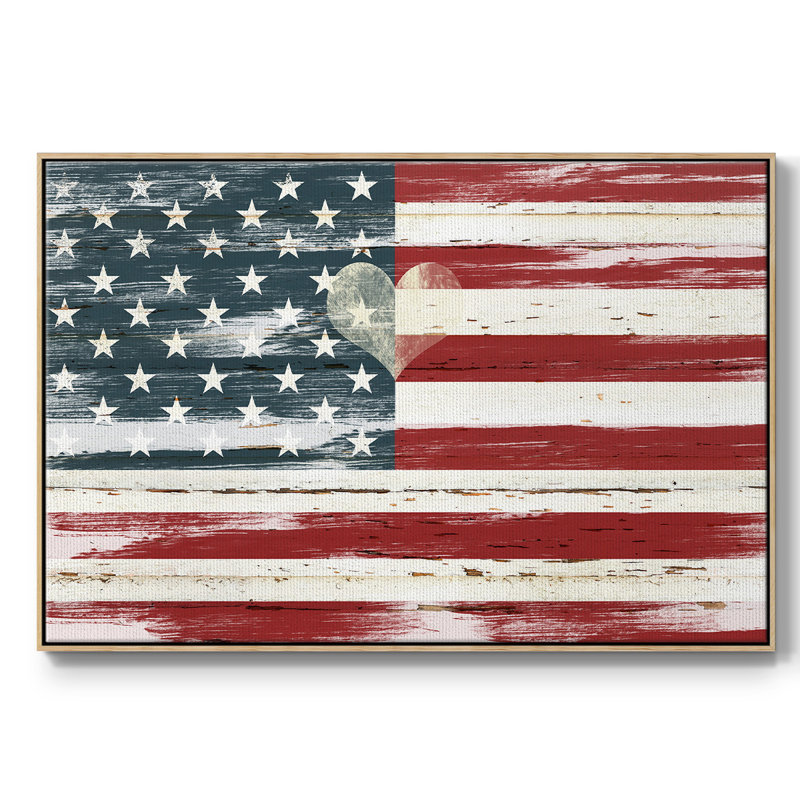 «Heart of America», toile tendue avec châssis, Bois naturel, H 17 po x l 25 po x P 2 po