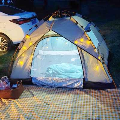 For Outdoor Instant Automatic Pop Up Camping Tent Waterproof Dome Tent With Rain Fly (3-4 Person)