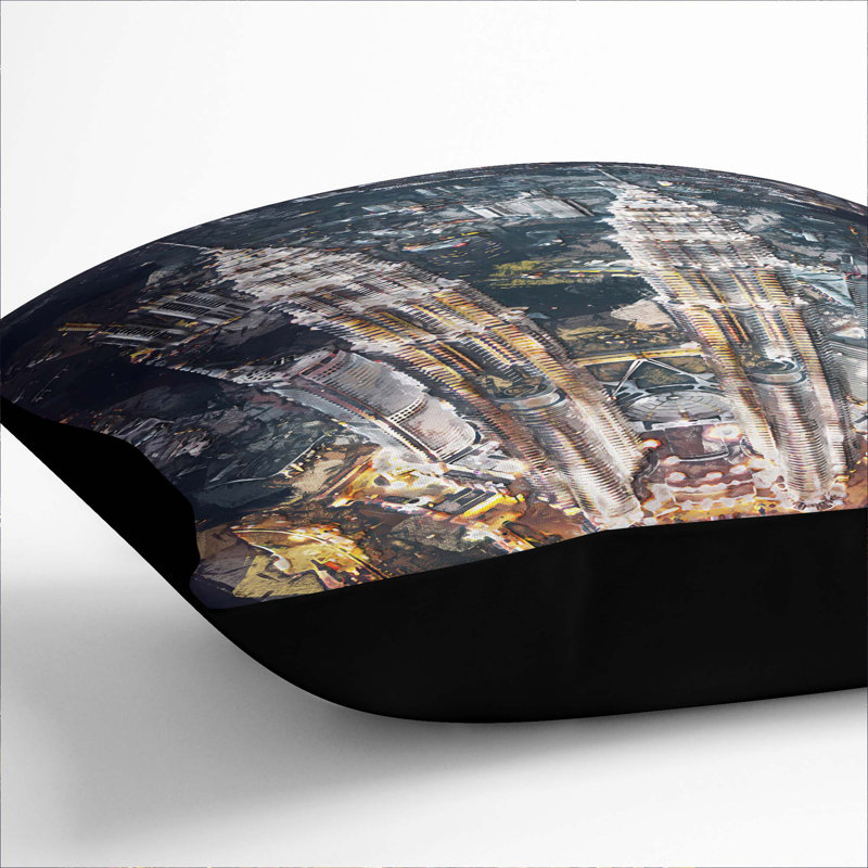 Petronas Towers in Kuala Lumpur Cushion with Filling, Black, 55cm H x 55cm W x 20cm D