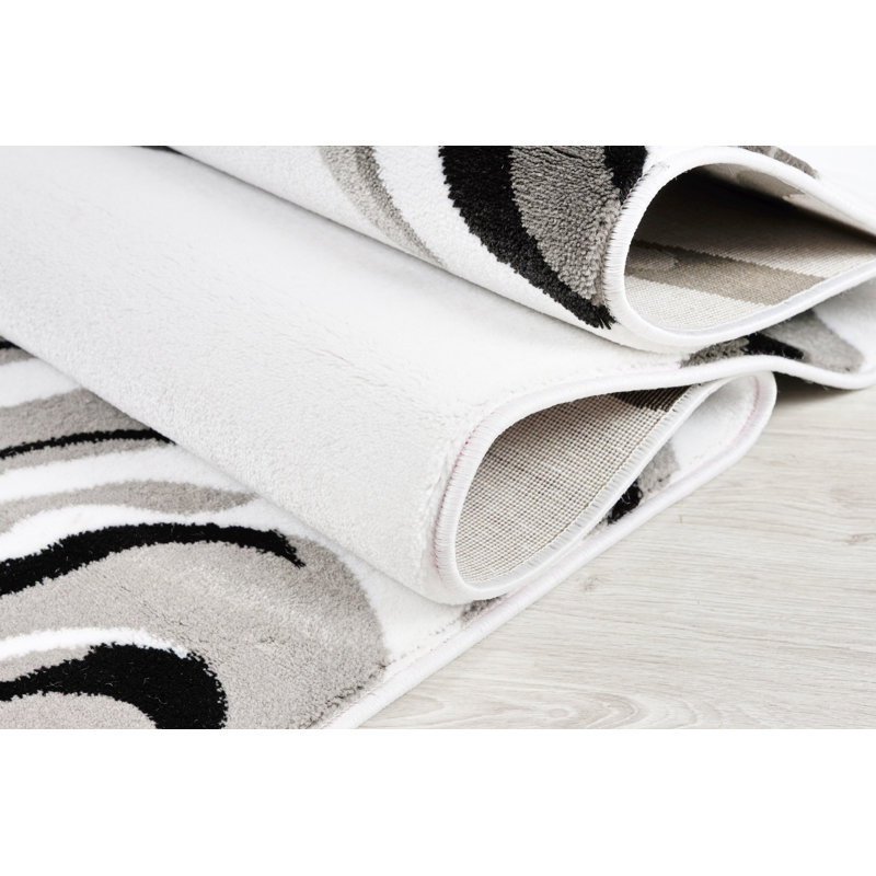 Tapis abstrait noir / argent Linnea, Rectangle 7'10" x 10'5"