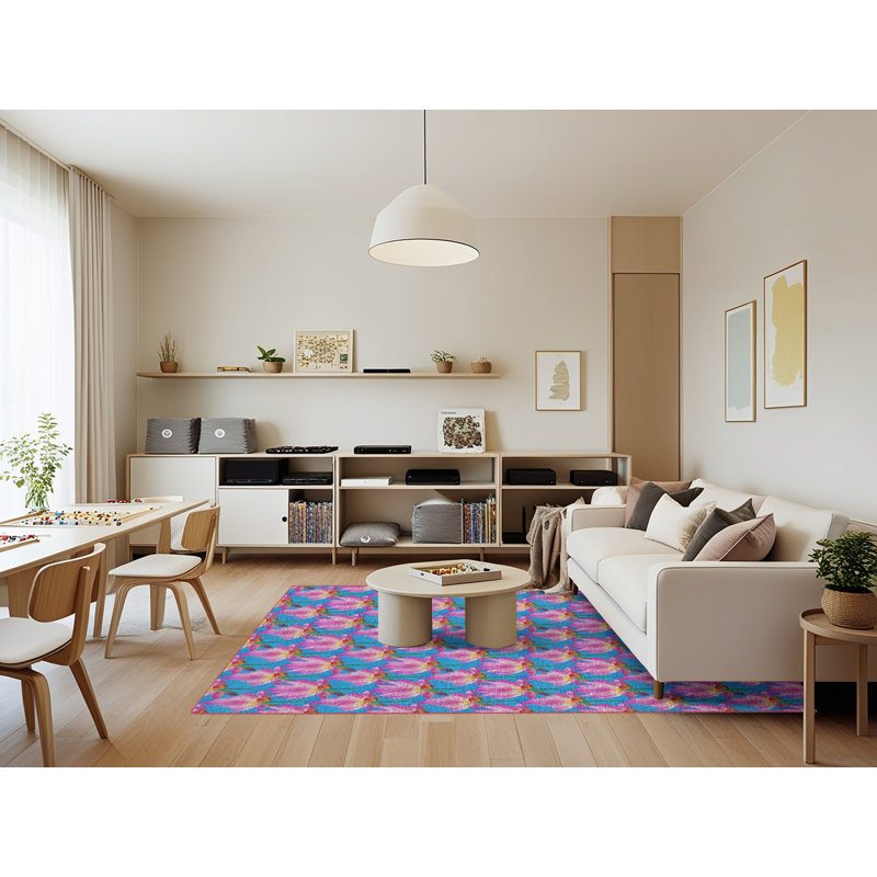Tapis floral mauve / rouge, Rectangle 7 pi x 9 pi