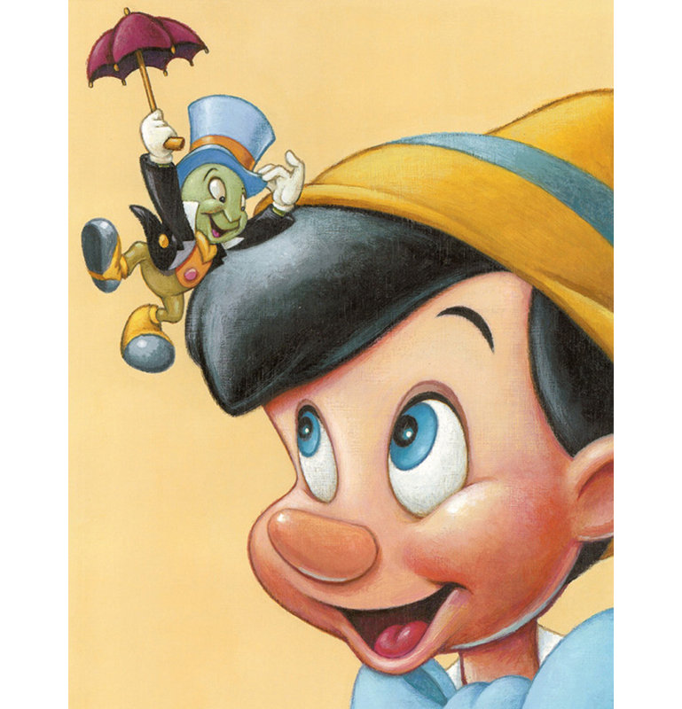 Pinocchio and Jiminy - Friendly Fun, 47" H x 36" W