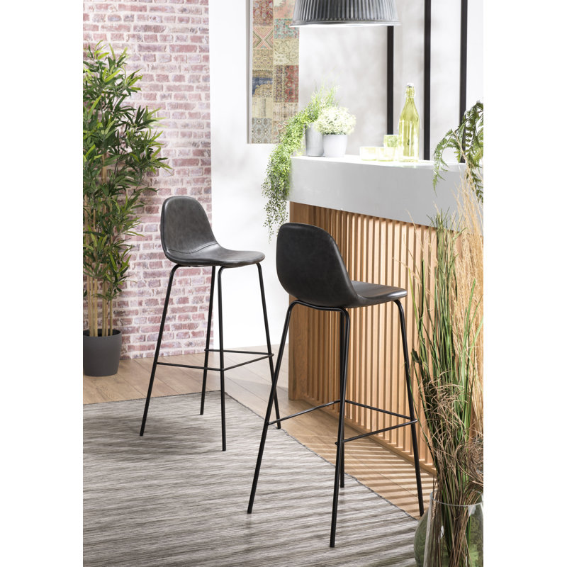 Laidley Upholstered Counter Stool with Metal Frame, Black