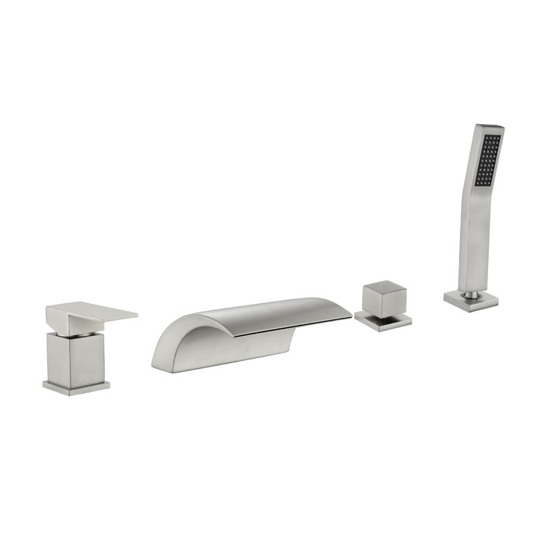 2 Handle Bathroom Roman Tub Faucet with Diverter, Brushed Nickel