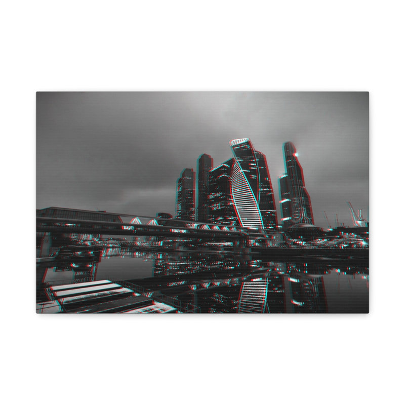 Toile de Moscou en noir et blanc avec paysage urbain époustouflant, H 18 po x l 24 po