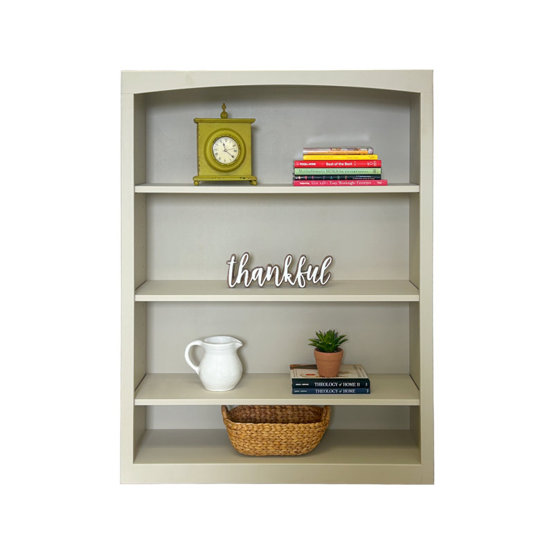 Ossy American Built Solid Wood Bookcase, Sand Dollar, (4 Shelves) 48"H x 36"W x 12"D
