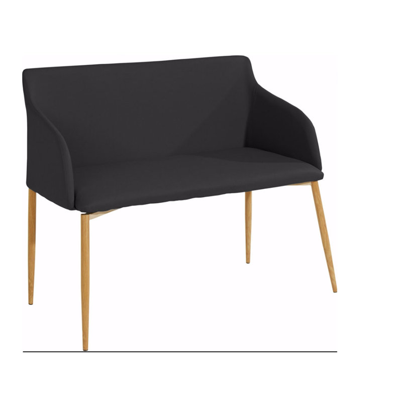 Adler Faux Leather Upholstered Bench, Black/Oak
