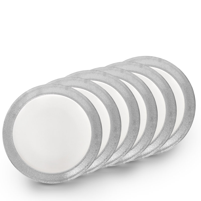 Assiette à pain et à beurre Bax 8 po, Blanc / argenté